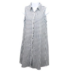 Pure Amici Shirt Dress Full Button Front Blue & White EUC